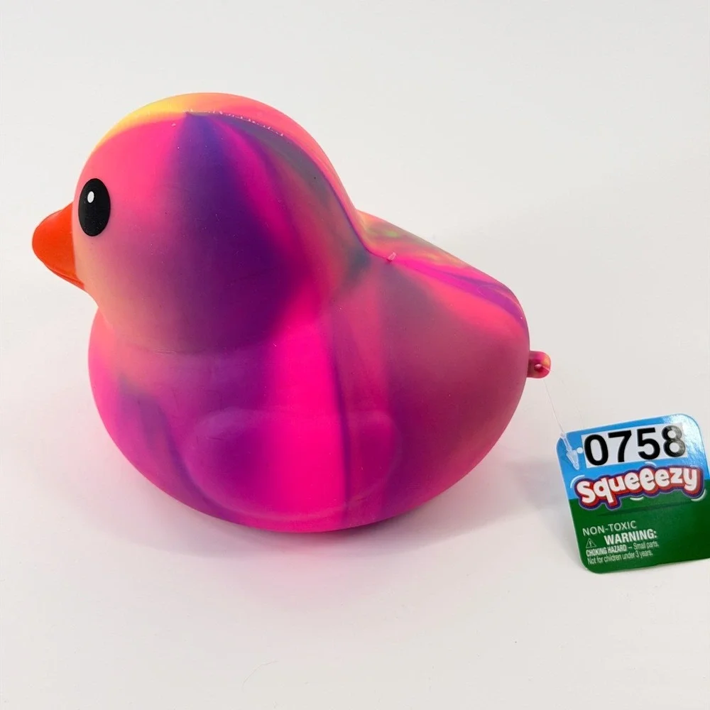 Toymendous Squeeezy Rubber Duck Kids OS Pnk Yellow Purple Marble Sensory Toy NWT